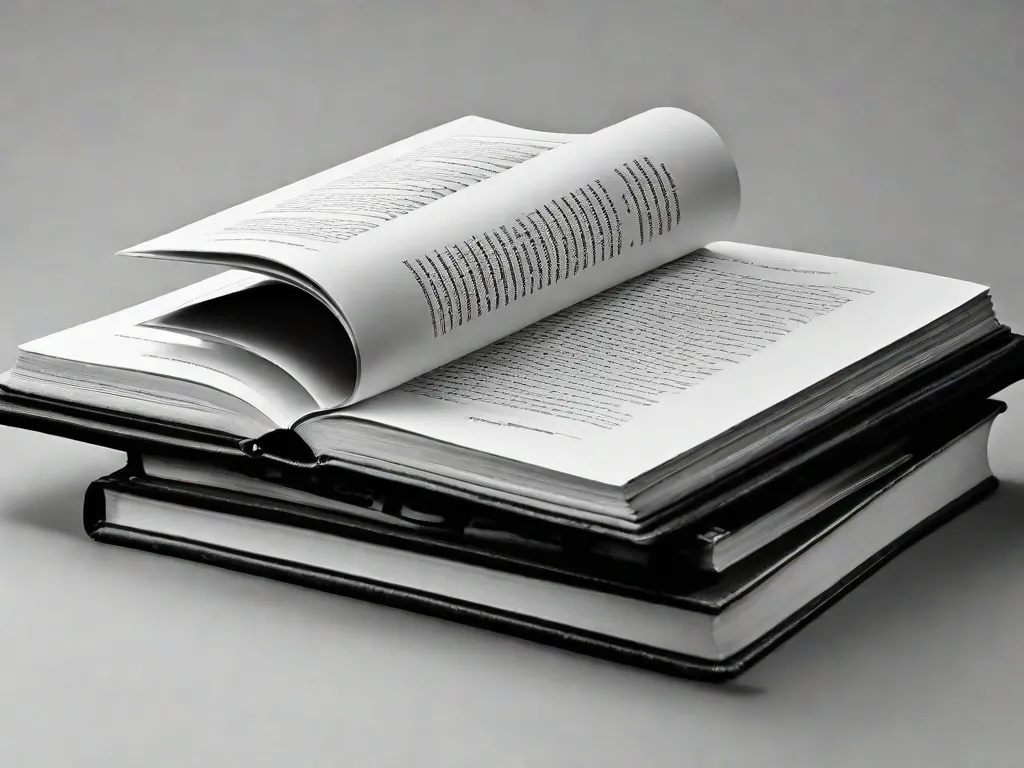 Descrição da imagem: Uma fotografia em preto e branco de uma pilha de livros com suas páginas abertas, revelando assuntos controversos e tabus escritos neles. Os títulos incluem temas como sexualidade, saúde mental, vício e desigualdade social. A imagem simboliza como a literatura corajosamente confronta e explora tabus sociais, provocando conversas importantes e desafiando normas