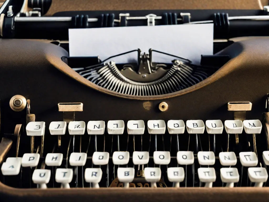 Descrição da imagem:
Uma fotografia em close-up de uma antiga máquina de escrever com uma folha de papel em branco inserida. As teclas estão levemente enferrujadas, simbolizando a passagem do tempo. A imagem representa o poder da literatura em explorar e desafiar tabus por meio das palavras escritas, proporcionando uma plataforma para discussões abertas e promovendo mudanças sociais.