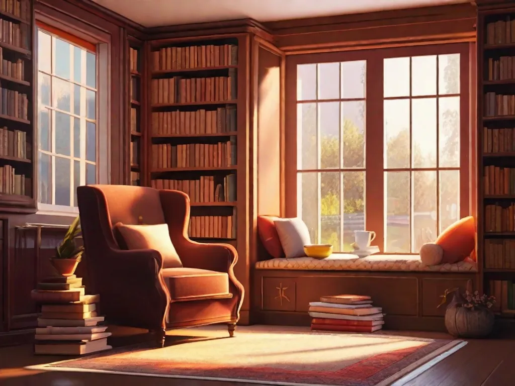 Descrição da imagem: Um close de uma pilha de livros organizados de forma pitoresca em uma mesa de madeira. Os livros são de diversos gêneros e tamanhos, mostrando a diversidade da literatura. A luz suave do sol passa por uma janela próxima, lançando um brilho caloroso nos livros, convidando os leitores a explorar o mundo de histórias dentro de suas páginas.
