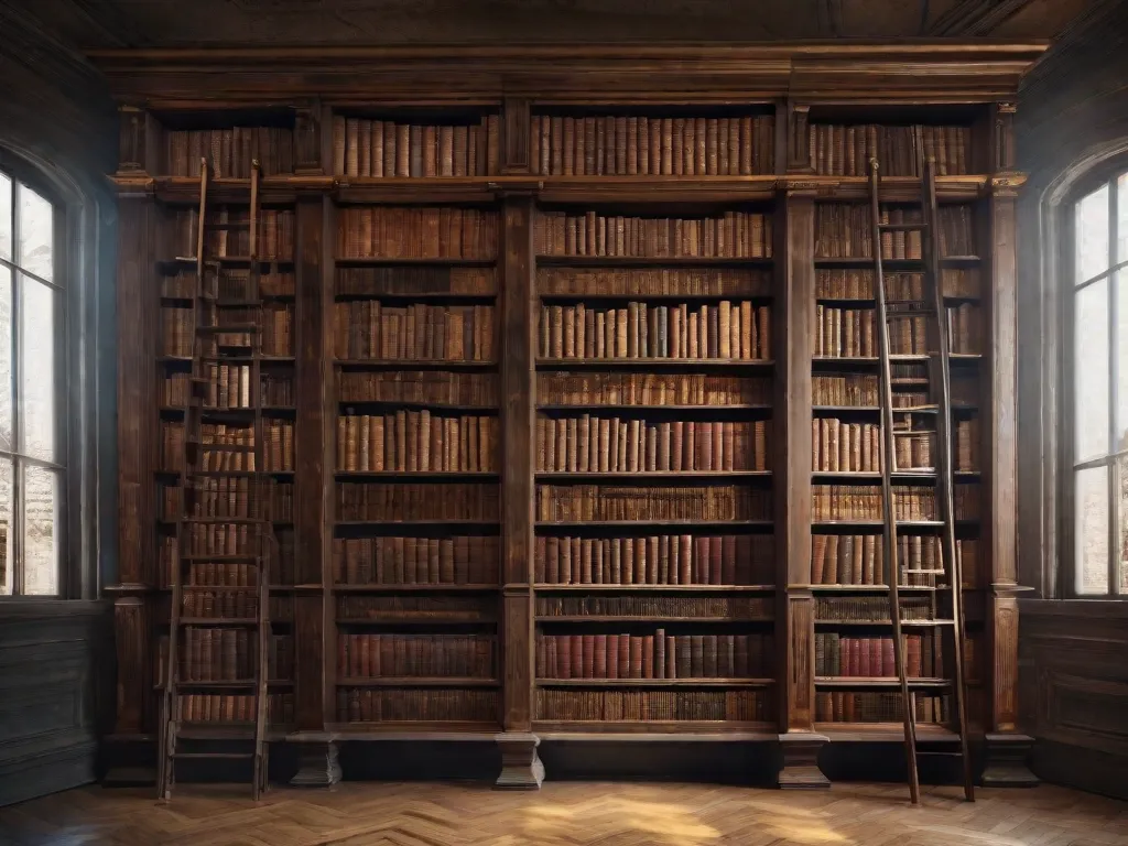 Na imagem, uma imponente pilha de livros se estende em direção ao céu, simbolizando a natureza infinita das sagas literárias. Cada livro representa um capítulo diferente de uma história épica, com capas vibrantes e títulos que sugerem os ricos mundos e personagens presentes dentro deles. A imagem evoca as possibilidades infinitas e as jornadas imersivas que aguardam os le
