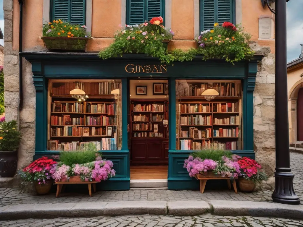 Descrição: Uma biblioteca pitoresca, situada no coração de uma cidade vibrante. A luz do sol atravessa janelas altas, iluminando fileiras de livros que revestem as paredes. Visitantes sentam-se confortavelmente em cantinhos aconchegantes de leitura, absortos em seus livros escolhidos, enquanto outros exploram as prateleiras, descobrindo tesouros literários