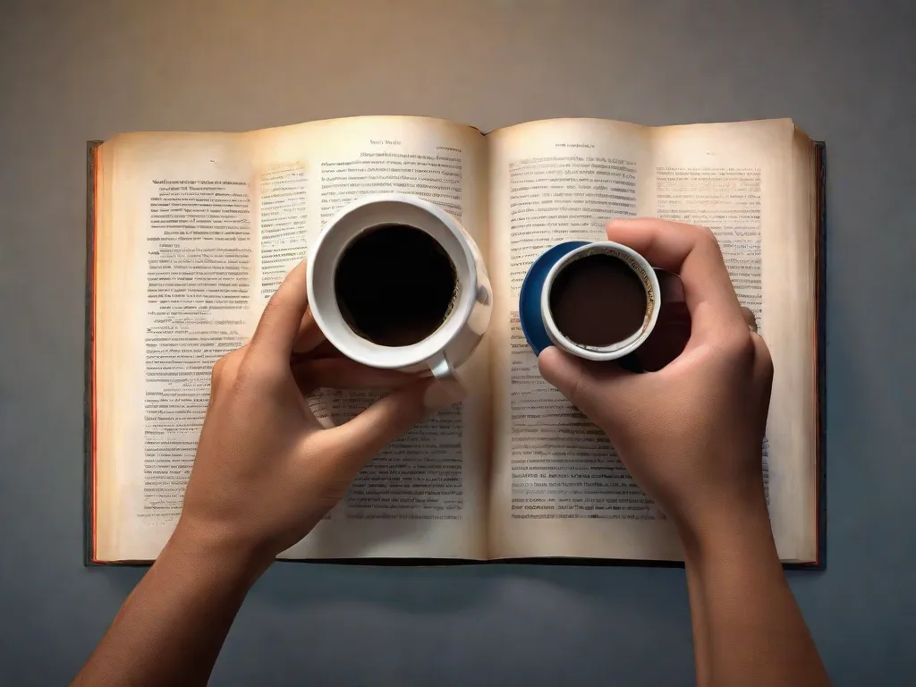 Descrição da imagem: Uma fotografia de dois livros abertos apoiados um contra o outro, formando uma representação simbólica das relações humanas. Os livros estão cheios de páginas coloridas, representando as diversas experiências, emoções e conexões que existem entre os indivíduos. As páginas estão entrelaçadas, simbolizando a interdependência e a influência mútua que moldam as inter