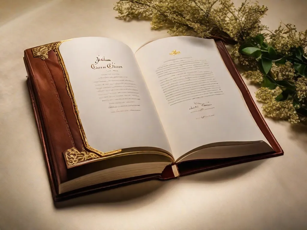 Descrição da imagem: Um livro antigo encadernado em couro com letras douradas em relevo que soletram