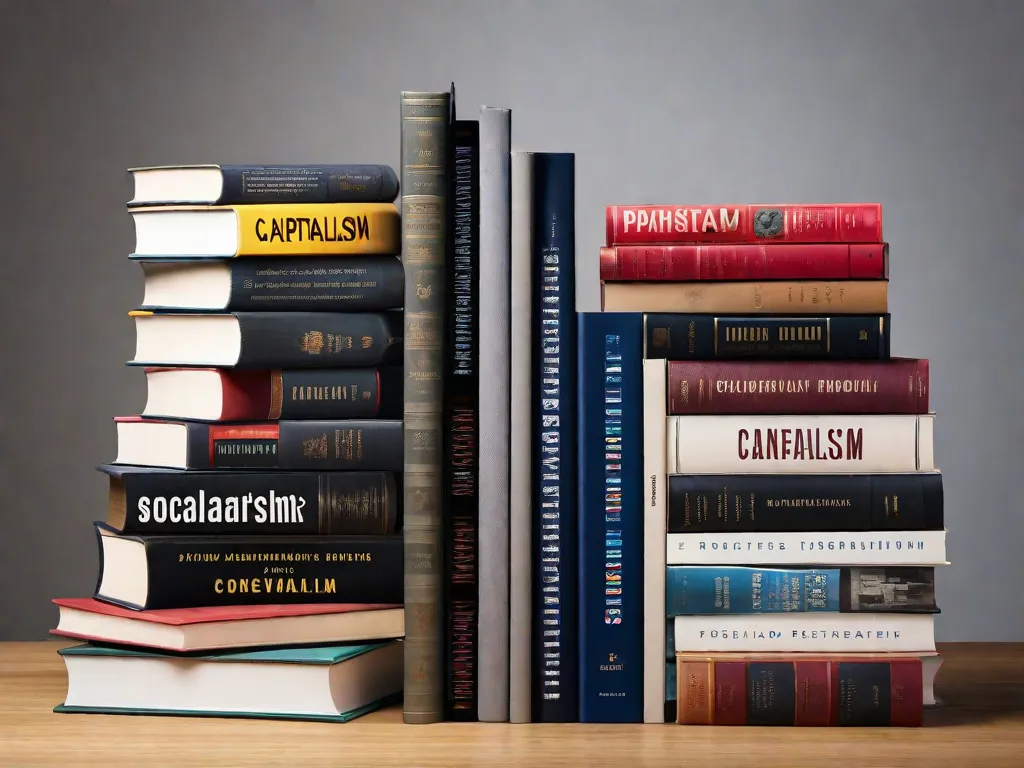 Descrição da imagem:
Uma fotografia em close-up de uma pilha de livros com títulos relacionados à política. Os livros estão organizados de forma arrumada, exibindo suas capas e lombadas diversas. Cada livro representa um aspecto diferente da política, abrangendo desde relatos históricos até análises contemporâneas. A imagem captura a essência da exploração intelectual e o poder do conhecimento na