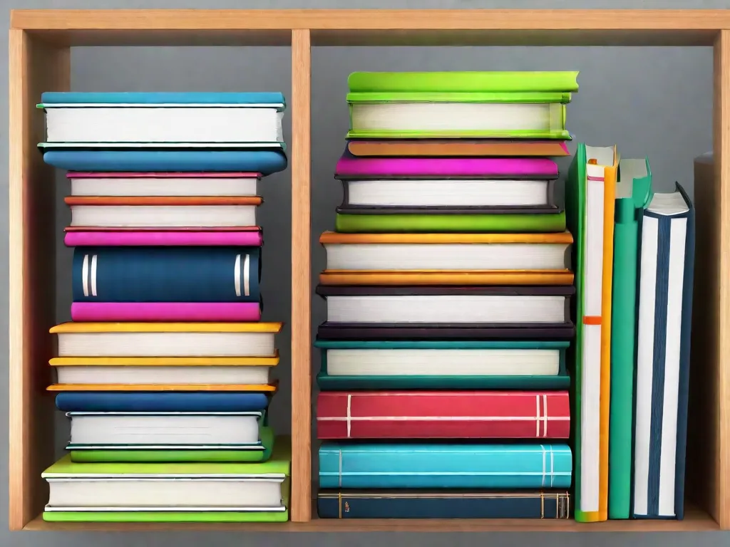 Descrição da imagem: Um close-up de uma pilha de livros em uma mesa de madeira, representando o tema