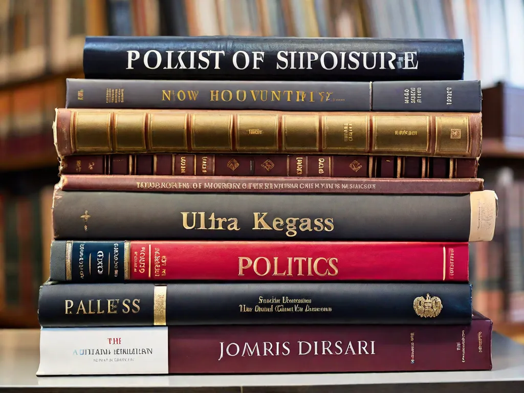 Descrição: Uma imagem em preto e branco de uma pilha de livros com títulos como