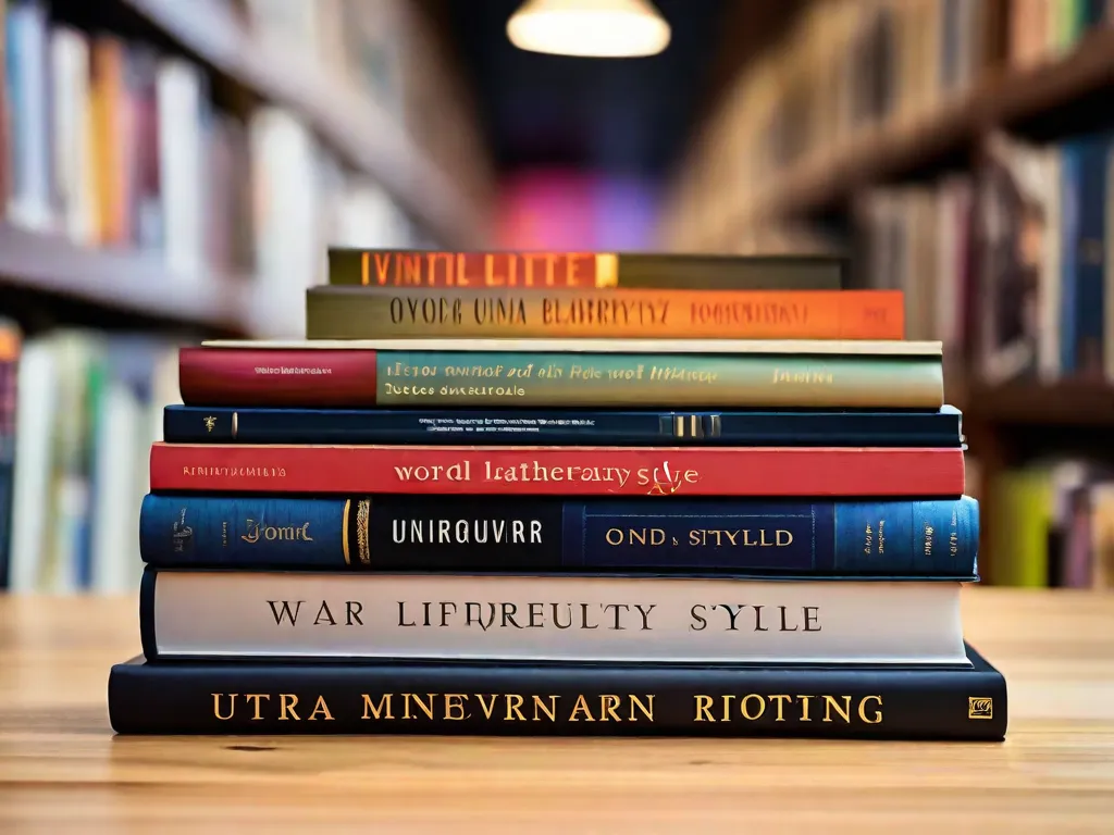 Descrição da imagem:
Um canto aconchegante para leitura é iluminado por uma luz quente, mostrando uma pilha de livros em uma prateleira de madeira rústica. Os livros variam em tamanho e gênero, representando uma coleção diversa de literatura. Uma poltrona desgastada e uma manta macia convidam os leitores a se envolverem nas histórias