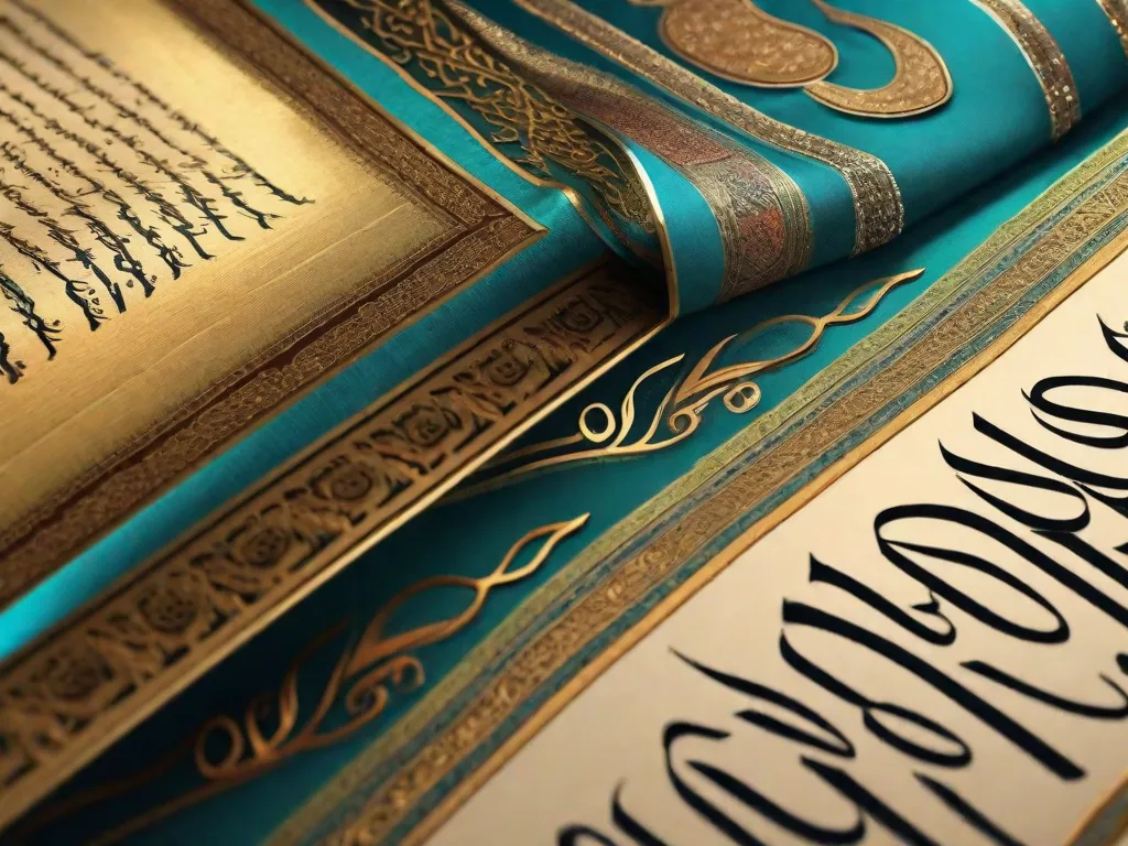 Uma imagem deslumbrante de um manuscrito persa lindamente adornado, exibindo caligrafia intricada e ilustrações vibrantes. O manuscrito é um testemunho da rica herança literária da Pérsia, refletindo sua profunda influência na cultura global e o legado duradouro que deixou para trás.