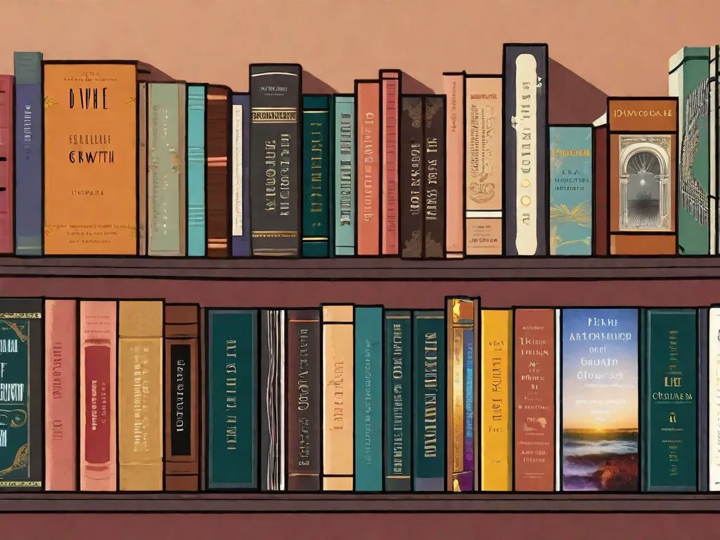 Descrição da imagem: Uma fotografia em close-up de uma estante de livros cheia de várias obras literárias de diferentes gêneros e períodos históricos. Os livros estão dispostos de forma a representar a diversidade de perspectivas sobre identidade, exibindo títulos que exploram temas de autodescoberta, herança cultural e crescimento pessoal. A imagem captura a essência de como a literatura