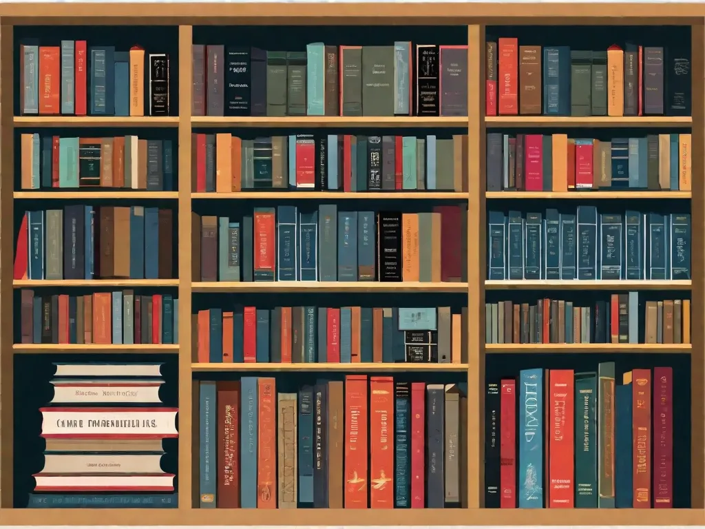 Uma imagem de uma estante de livros cheia de obras clássicas da literatura, com títulos como