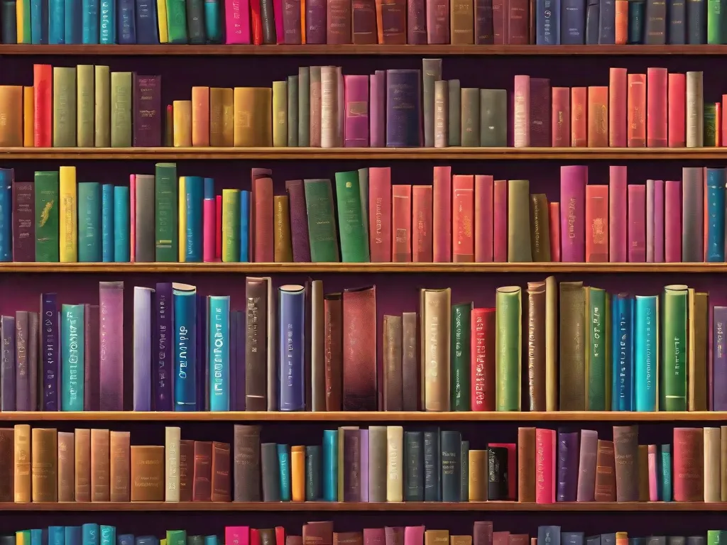 Descrição da imagem: Uma estante de livros cheia de livros de autoajuda de várias cores e tamanhos. Os livros estão arrumados de forma organizada, exibindo títulos que prometem crescimento pessoal, felicidade e sucesso. As capas vibrantes chamam a atenção, simbolizando o impacto e a popularidade da literatura de autoajuda.