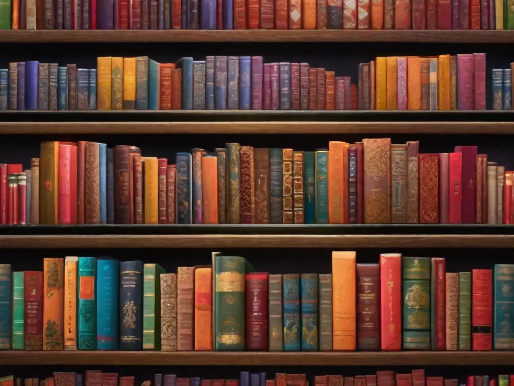 Uma imagem vibrante mostrando uma prateleira cheia de livros de diversos países, cada um representando uma cultura única. As capas coloridas retratam personagens, paisagens e tradições diversas, simbolizando a riqueza e a beleza das narrativas globais.