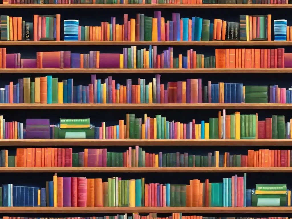 Descrição da imagem: Uma estante de livros vibrante, cheia de livros de diferentes cores, tamanhos e gêneros. Cada livro representa uma perspectiva e história única, mostrando a diversidade de vozes na literatura. Os livros estão lado a lado, simbolizando a inclusão e o poder da narrativa para abraçar e celebrar a diversidade na sociedade.