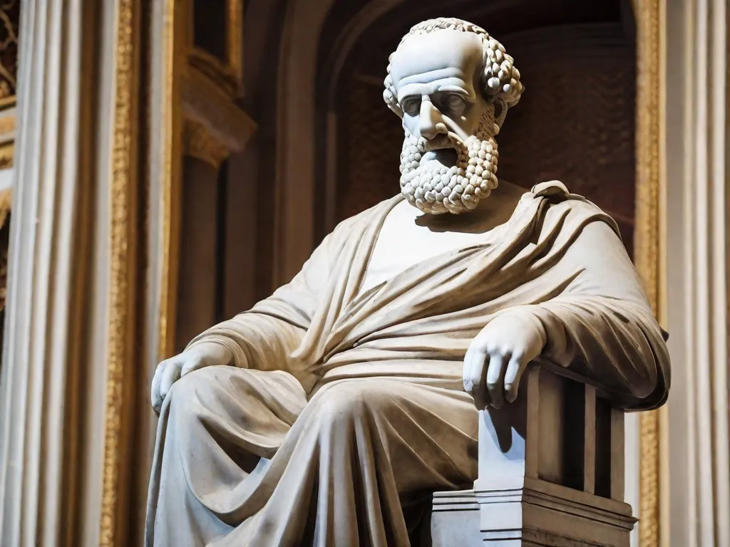 literatura e na cultura em geral. Homero é conhecido por suas obras épicas, como a Ilíada e a Odisseia, que contam histórias heróicas e mitológicas. Sua escrita foi fundamental para o desenvolvimento da poesia e da prosa narrativa, e suas obras continuam sendo estudadas e apreciadas até os dias de hoje. A estátua de Homero representa sua figura icônica como um dos