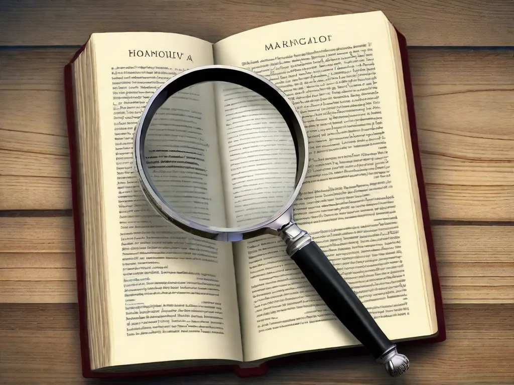 Uma imagem de um livro com uma lupa em cima, simbolizando como a literatura serve como uma poderosa ferramenta para a crítica social. A lupa destaca palavras específicas como