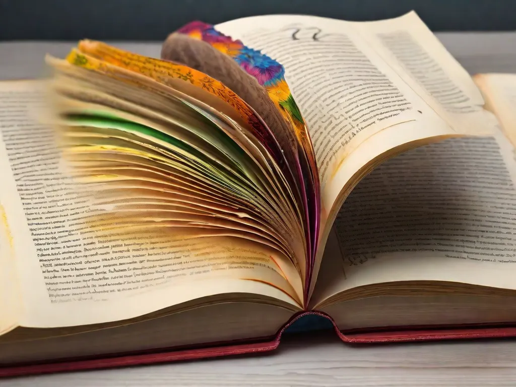 Descrição: Uma imagem em close de um livro aberto com poesia e prosa portuguesa lindamente escritas à mão. As palavras fluem graciosamente pelas páginas, mostrando a beleza intricada da língua portuguesa. As cores vibrantes da tinta e os traços delicados da caneta adicionam um toque artístico a essa cativante obra literária.