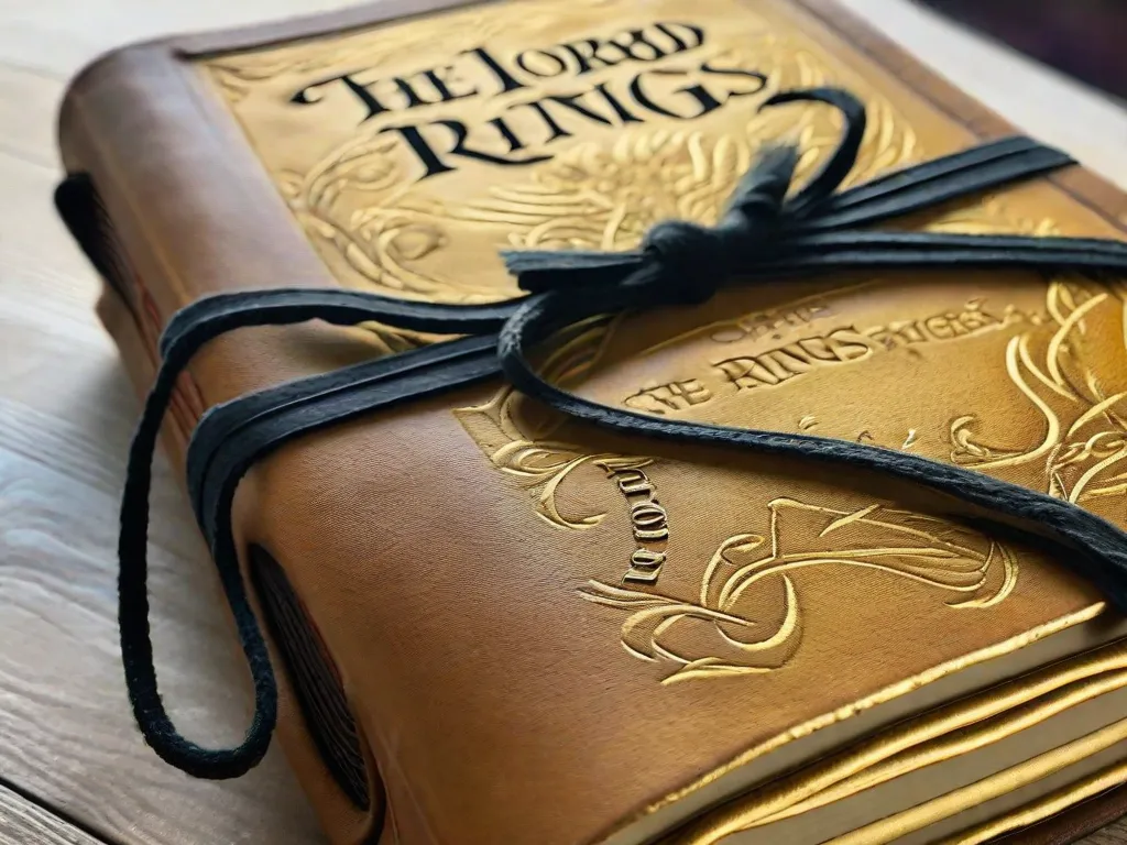 Uma imagem em close-up de um livro desgastado, encadernado em couro, com o título