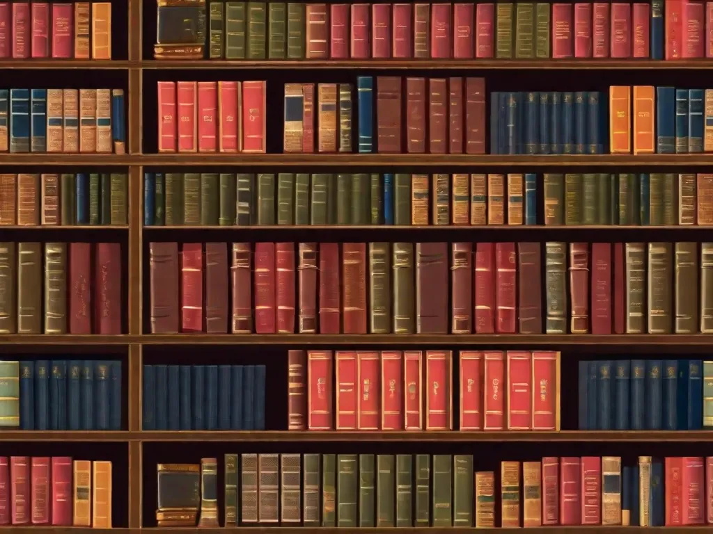 Descrição: Uma imagem retratando uma estante de livros repleta de literatura clássica brasileira. Os livros mostram a evolução da crítica social na literatura brasileira, desde os tempos coloniais até os dias atuais. Cada livro representa uma era diferente, refletindo as diversas perspectivas e temas explorados pelos autores brasileiros ao longo da história.