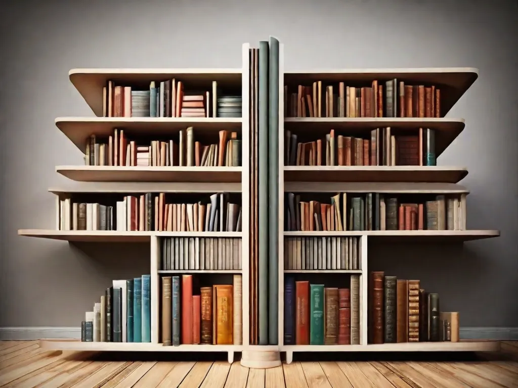 Descrição da imagem: Uma pilha de livros antigos e empoeirados, com capas desgastadas e páginas amareladas. Cada livro representa um aspecto da literatura pós-moderna, com títulos como 