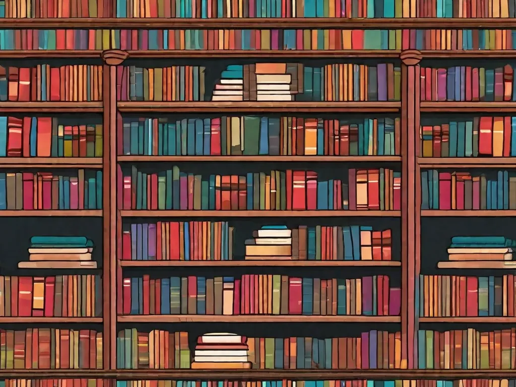 Uma ilustração vibrante de uma estante de livros repleta de livros infantis coloridos, mostrando o poder da literatura na formação de valores e caráter. Cada livro representa uma história diferente, ensinando importantes lições de empatia, coragem, bondade e resiliência. A imagem captura o impacto transformador da literatura infantil nas mentes jovens.