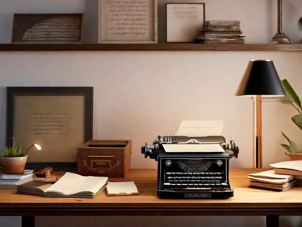 Descrição da imagem:
Uma máquina de escrever antiga repousa sobre uma mesa de madeira desgastada, cercada por pilhas de cartas escritas à mão. As cartas são endereçadas a Clarice Lispector, e cada uma delas está repleta de palavras sinceras e perguntas de leitores dedicados. A luz do sol entra através de uma janela aberta, lançando um brilho qu