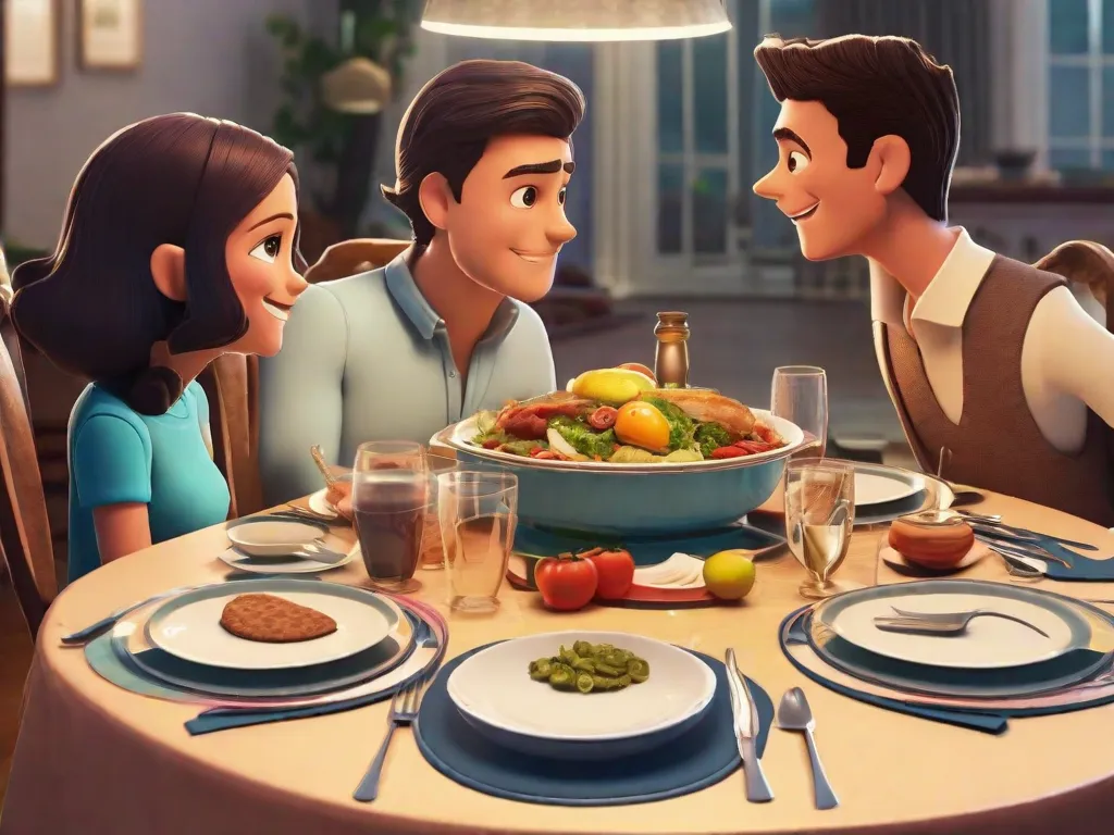 Imagem: Um close-up de uma mesa de jantar posta para um jantar em família. A mesa está cheia de pratos e utensílios diversos, simbolizando a complexidade das relações familiares. A disposição das cadeiras ao redor da mesa representa as diferentes dinâmicas e personalidades dentro de uma família, destacando a profundidade das conexões e interações na ficção contemporânea.