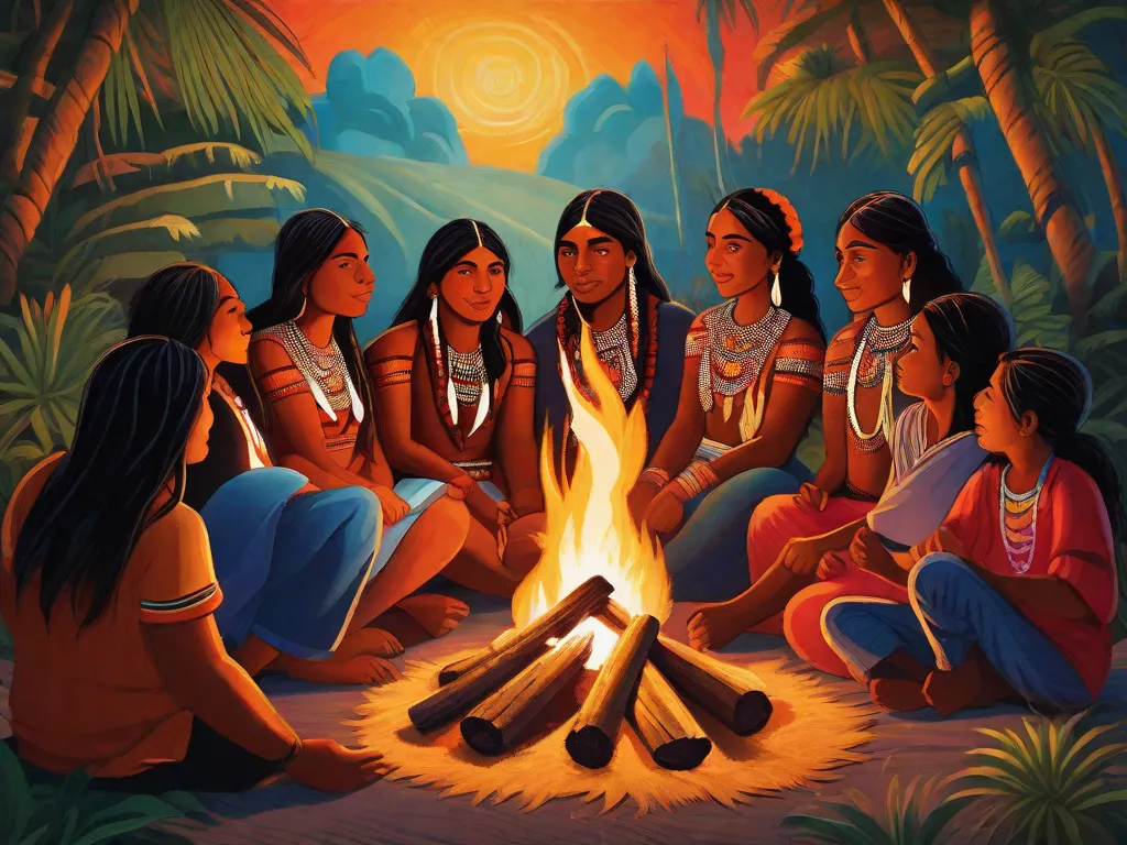 A imagem retrata um livro aberto com páginas feitas de folhas de árvores, simbolizando a ligação entre a literatura e a natureza. Dentro do livro, há uma ilustração colorida de um grupo de indígenas, representando a diversidade das vozes indígenas no Brasil.