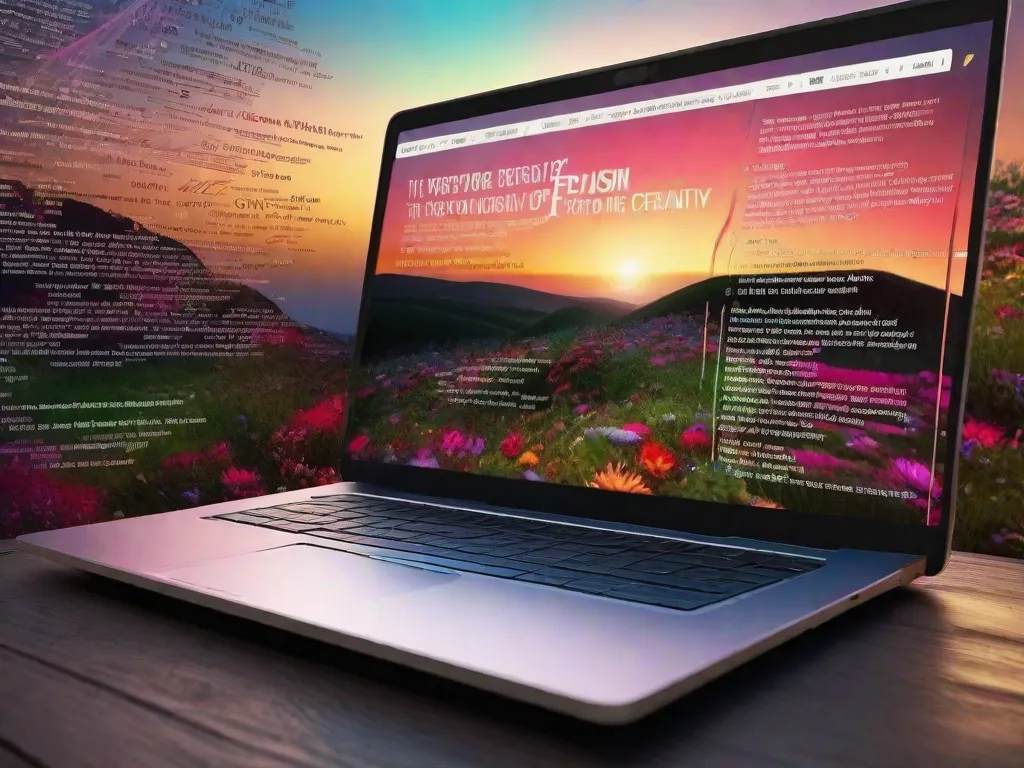 A era digital abriu novas possibilidades para a poesia, com poetas adotando plataformas online para compartilhar seu trabalho. Nesta imagem, uma tela de laptop exibe uma paisagem digital vibrante cheia de palavras e versos, simbolizando a fusão da tecnologia e da criatividade na poesia contemporânea.