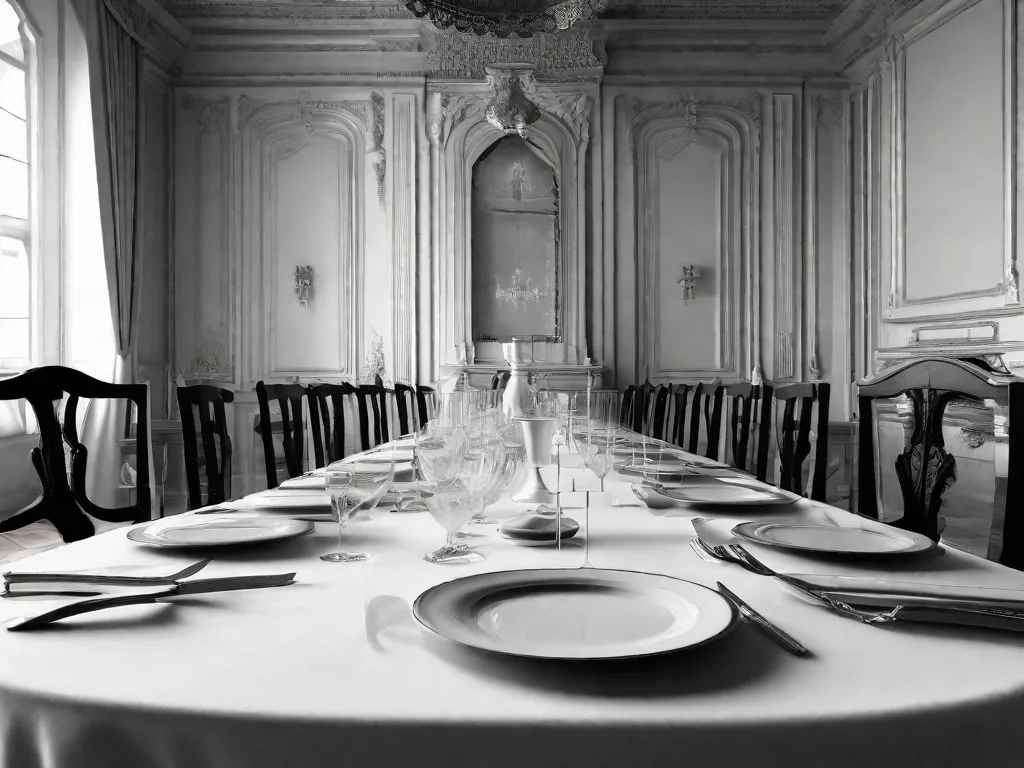 da história?
Imagem: Uma foto em preto e branco de uma mesa de jantar com cadeiras vazias, simbolizando a ausência e a solidão que muitas vezes acompanham as representações literárias da família.