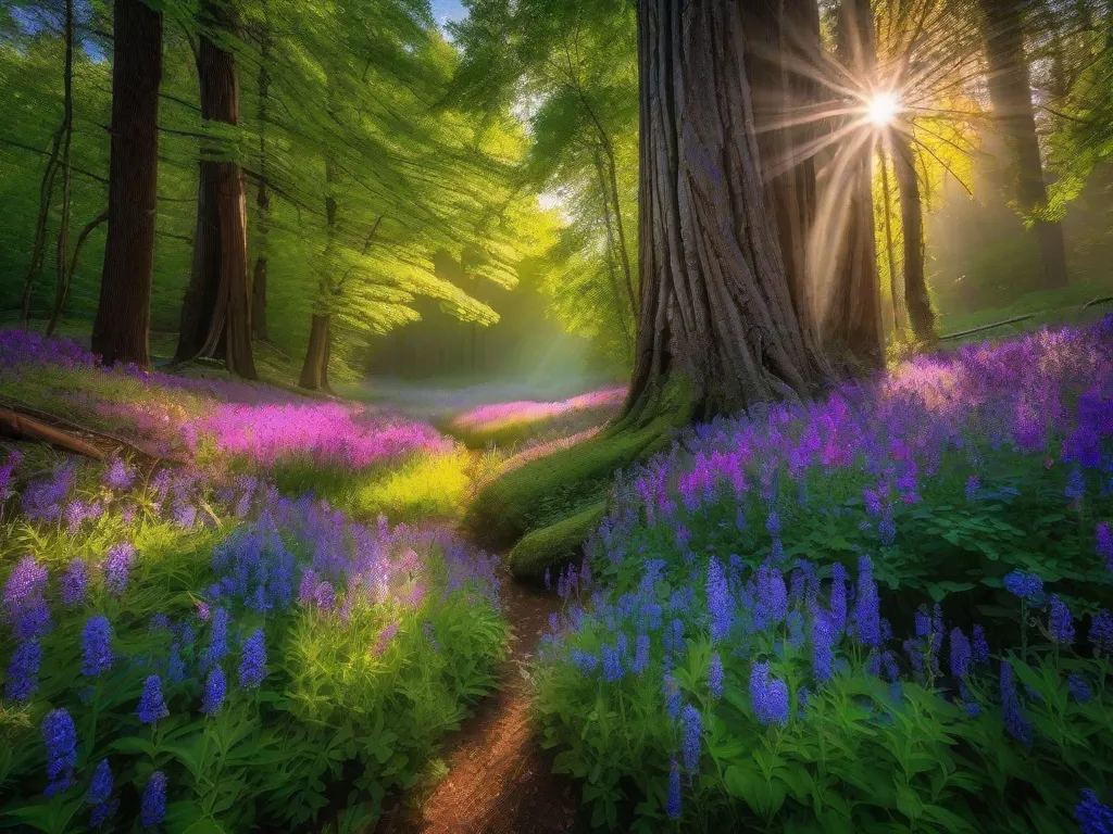 Tema: Beleza da Natureza
Descrição: Uma imagem deslumbrante captura a essência da beleza da natureza. A luz do sol atravessa árvores imponentes, iluminando um tapete vibrante de flores selvagens abaixo. As cores explodem, criando um espetáculo hipnotizante da arte da natureza. A cena evoca uma sensação de tranquilidade e admiração, lembr