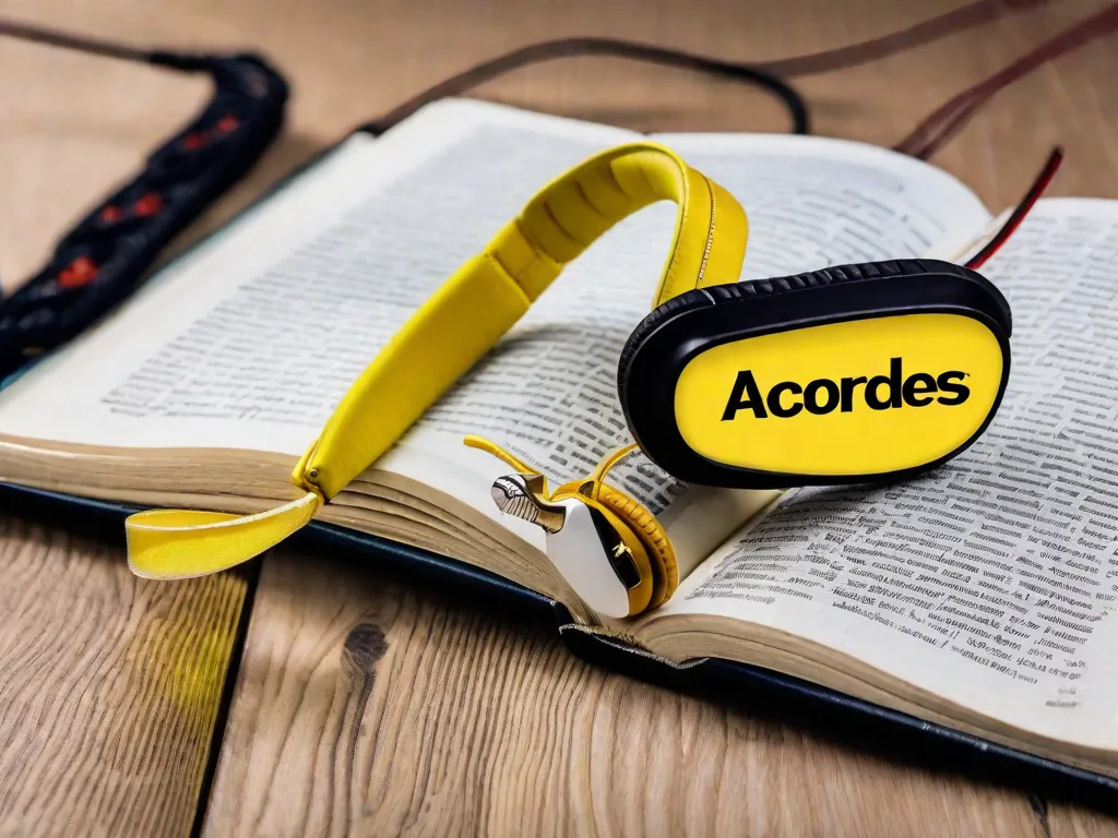 Descrição da imagem: Uma fotografia em close-up de uma guitarra desgastada com uma pilha de livros colocados em cima. Os livros incluem um dicionário, um guia de teoria musical e uma coleção de letras de músicas. Essa imagem representa a harmoniosa combinação de literatura e música, capturando a essência do livro