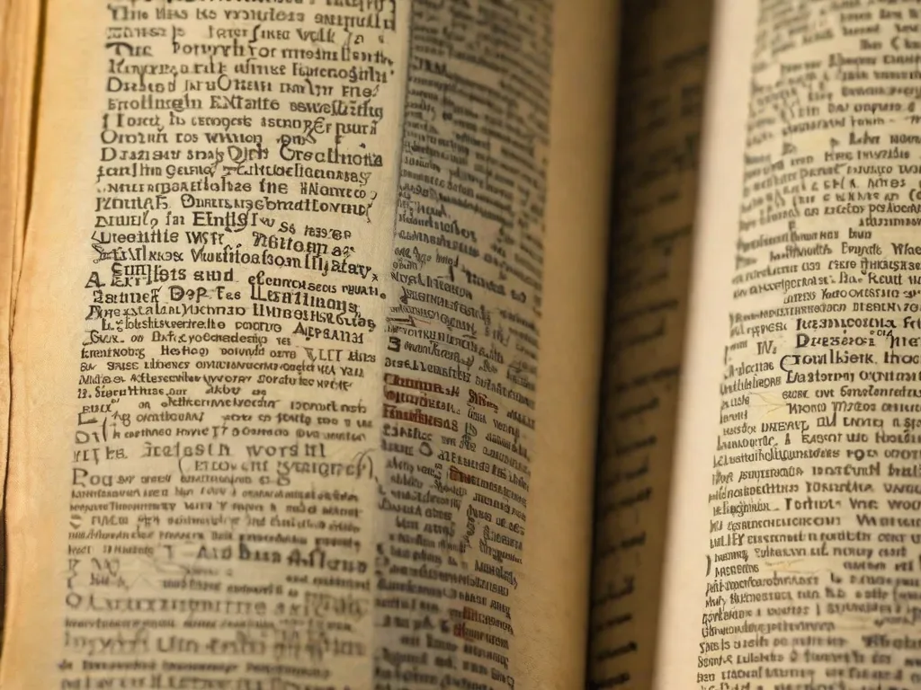 Descrição da imagem: Um close-up de um dicionário de inglês muito usado, com suas páginas ligeiramente amareladas e com orelhas. O dicionário está aberto em uma página exibindo a letra