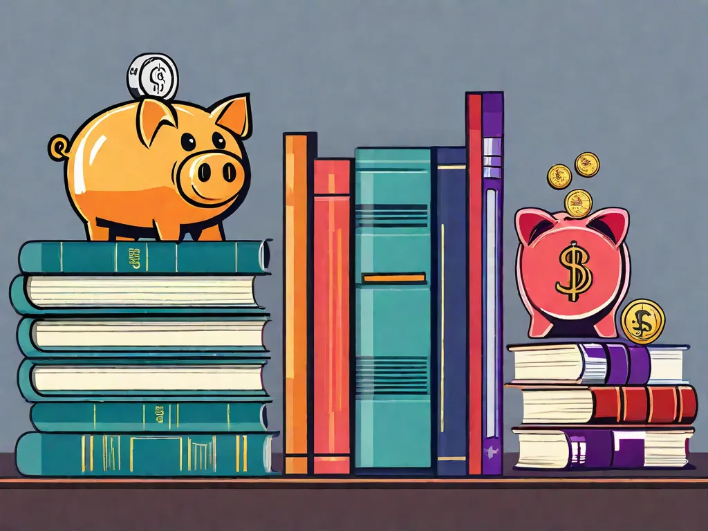 Descrição da imagem: Uma pilha de livros com títulos relacionados a finanças pessoais e orçamento, como