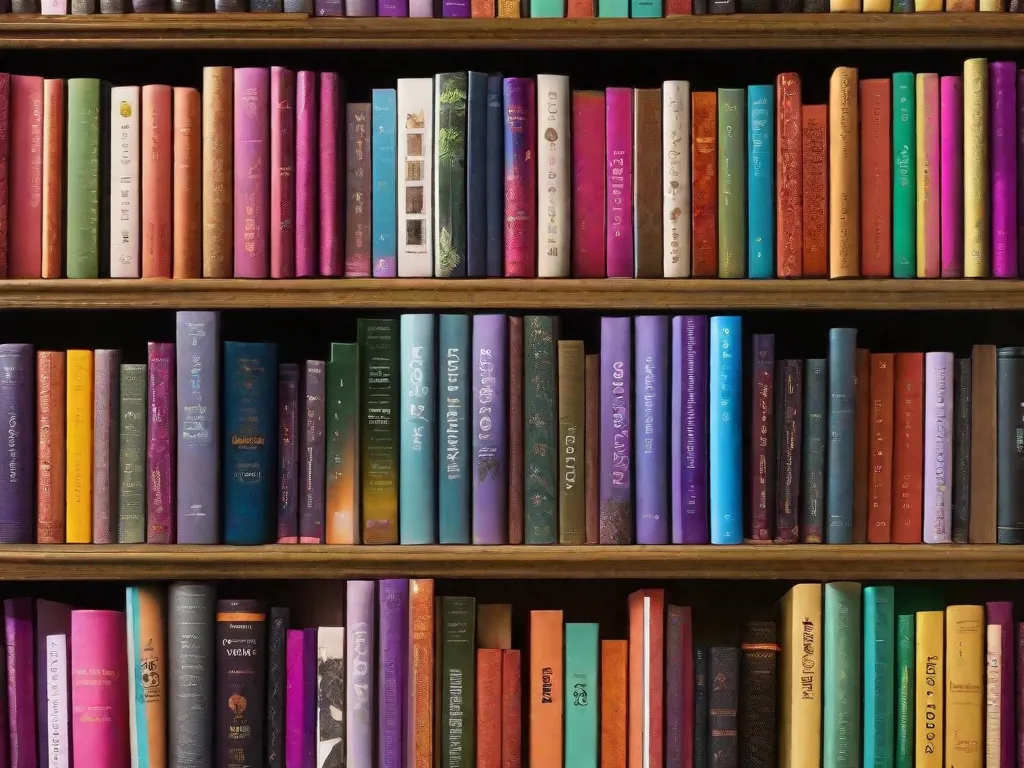 Descrição da imagem: Uma estante de livros vibrante e eclética, repleta de uma variedade de livros da renomada autora brasileira, Fernanda Young. Os livros estão lindamente organizados, exibindo suas capas coloridas e temas diversos. Cada livro representa uma jornada única, convidando os leitores a explorarem o cativante mundo das obras literárias de Fernanda Young.