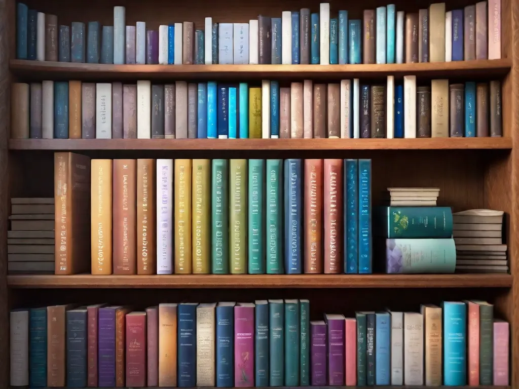 Descrição da imagem: Um close-up de uma estante de livros cheia de vários livros sobre homeopatia. Os livros estão organizados de forma arrumada, exibindo suas capas coloridas e títulos. A iluminação suave no ambiente cria uma atmosfera aconchegante e convidativa, criando o ambiente perfeito para ler e explorar o mundo da homeopatia.