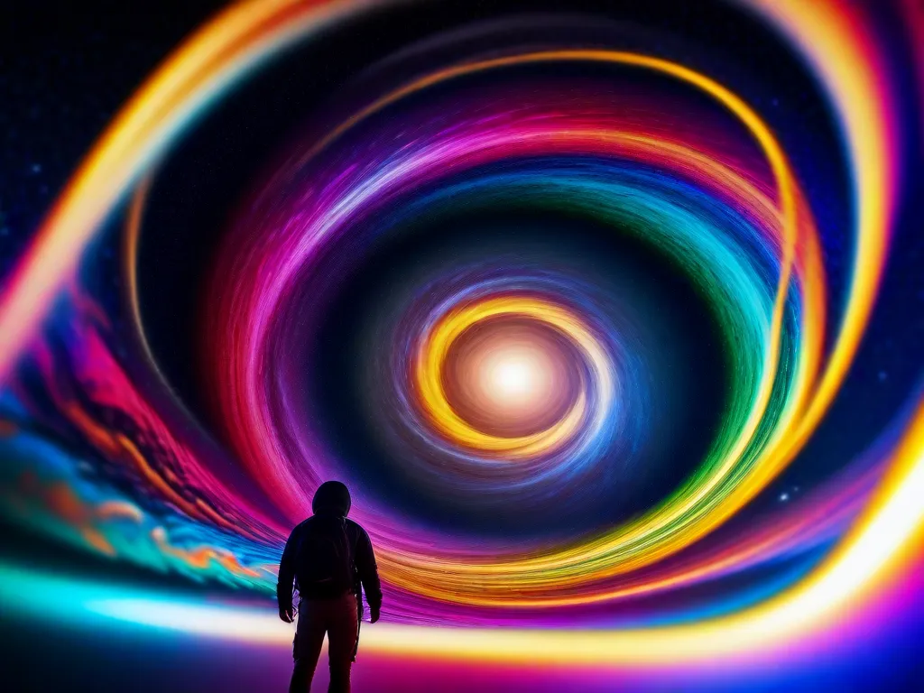 Descrição da imagem: Uma galáxia hipnotizante cheia de cores vibrantes e padrões em movimento. Inúmeros astros brilham e iluminam a vastidão do espaço, criando um espetáculo cósmico de tirar o fôlego. A imagem captura a beleza inspiradora e as maravilhas infinitas do universo, convidando os espectadores a embarcar em uma jornada extraordinária pelo