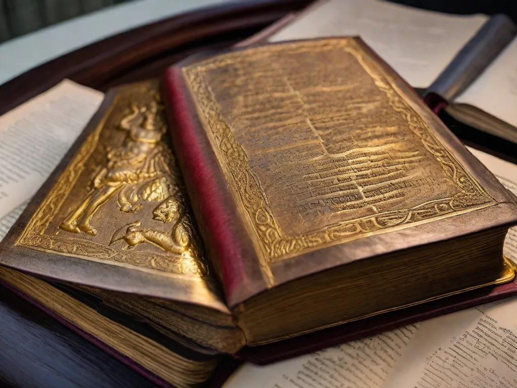 Descrição da Imagem: Uma fotografia em close-up de um antigo pergaminho desgastado, deitado sobre uma mesa de madeira. O pergaminho está desenrolado, revelando um texto intricado escrito à mão com tinta desbotada, retratando a vida fascinante e as conquistas do lendário conquistador, Alexandre, o Grande. A imagem exala uma sensação de história e convida os le