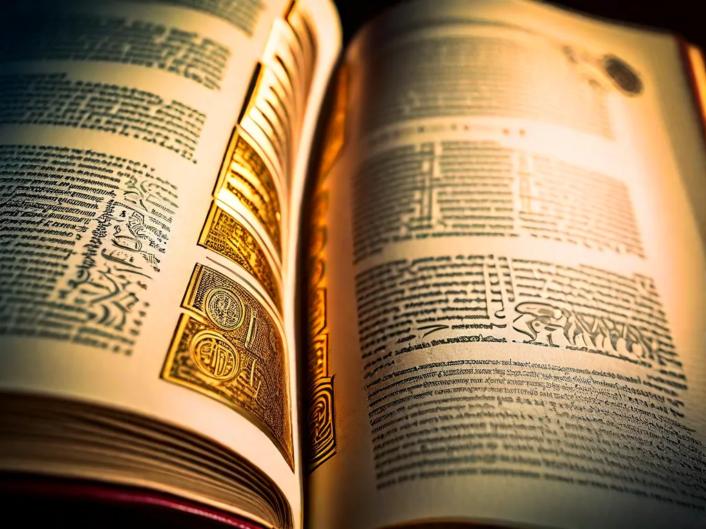 Descrição da imagem: Uma fotografia em close-up de um livro aberto, exibindo páginas preenchidas com símbolos intricados e seus significados correspondentes. Os símbolos variam desde hieróglifos antigos até ícones modernos, representando diversas culturas e sistemas de crenças. O livro está banhado por uma luz suave e quente, convidando os leitores a explorarem o rico