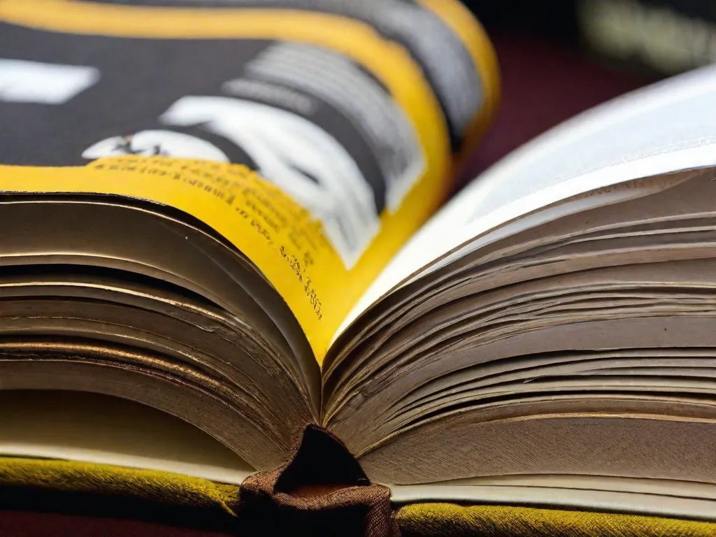 Descrição: Uma imagem em close-up de um livro desgastado, encadernado em couro, com o título