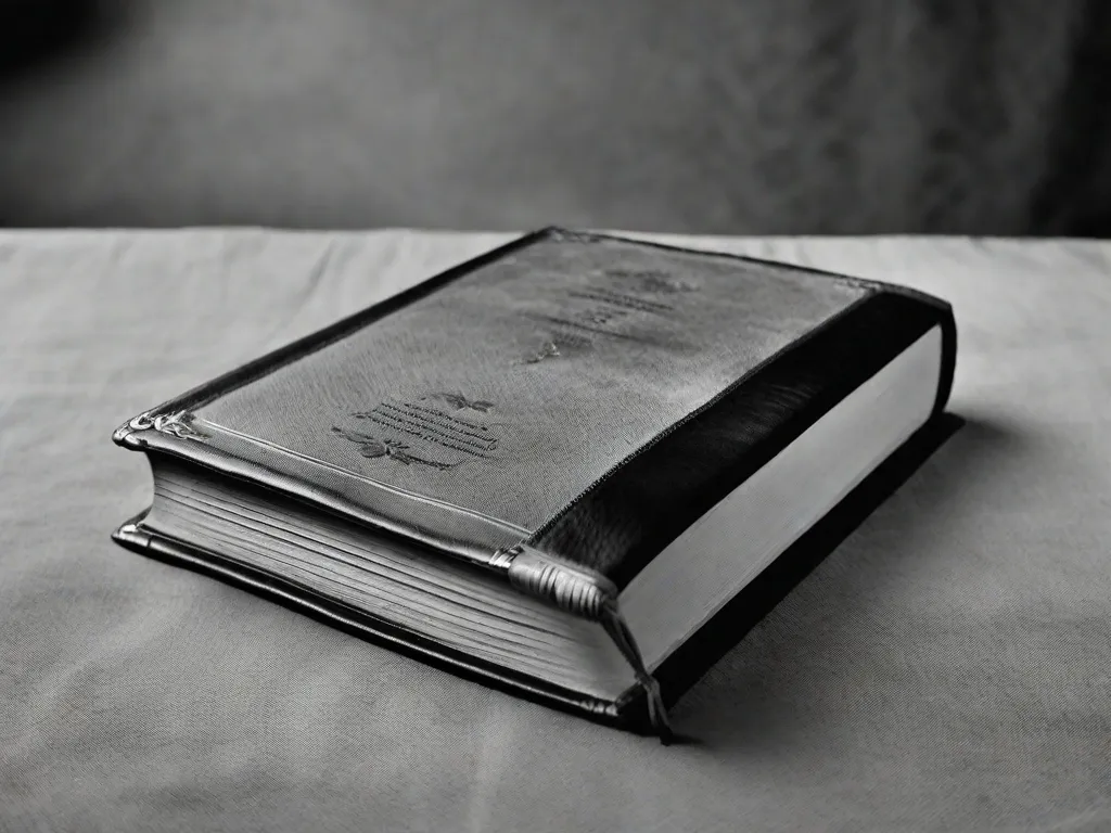 Descrição da imagem: Uma fotografia em preto e branco de um cantinho aconchegante para leitura, com uma poltrona desgastada e uma pequena mesa de madeira. Na mesa, há um livro aberto de Virginia Woolf, com páginas delicadas e tipografia intricada. Uma xícara de chá fumegante repousa ao lado, convidando o leitor para o mundo das palavras de Wool