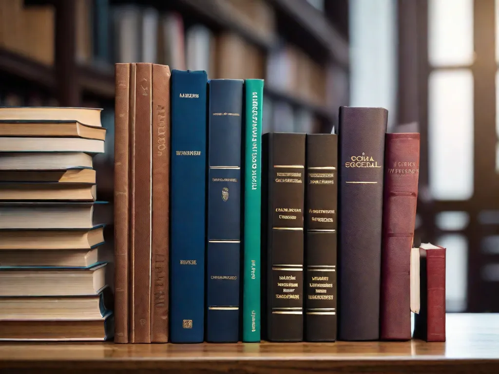 Descrição da imagem: Uma pilha de livros em cima de uma mesa de madeira, representando o campo diversificado das ciências sociais. Os livros cobrem uma variedade de temas, como sociologia, antropologia, psicologia e ciência política. Cada livro simboliza uma perspectiva única e conhecimento que contribui para nossa compreensão da sociedade e do comportamento humano.