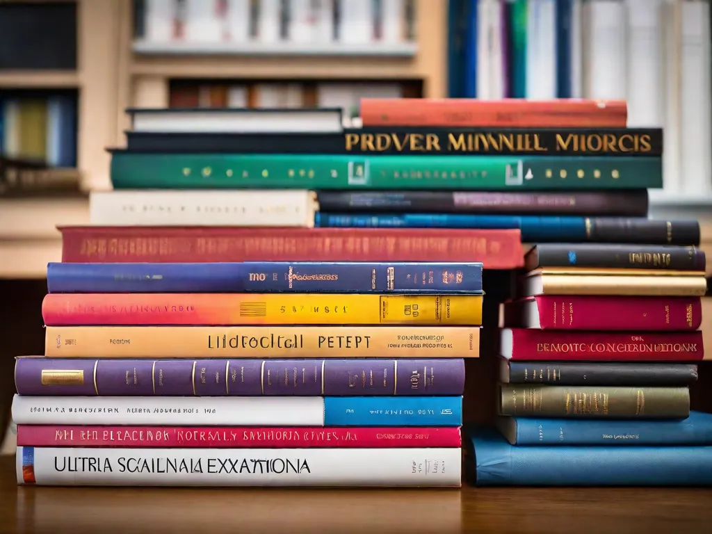 Descrição da imagem:
Uma fotografia em close-up de uma pilha de livros com capas coloridas, representando uma variedade de assuntos. Os livros estão arranjados de forma organizada, criando uma composição visualmente atraente. Cada livro simboliza um teste de laboratório diferente, mostrando a diversidade de exames realizados em um ambiente médico ou científico.