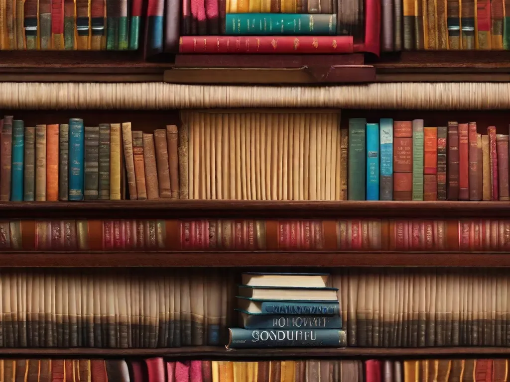 Descrição da imagem:
Um close-up de uma pilha de livros, organizados de forma ordenada em uma prateleira de madeira. Os livros variam em tamanho, cor e gênero, mostrando a diversidade da literatura. A iluminação suave destaca a textura das capas dos livros, convidando os leitores a explorar os mundos fascinantes escondidos em suas páginas.