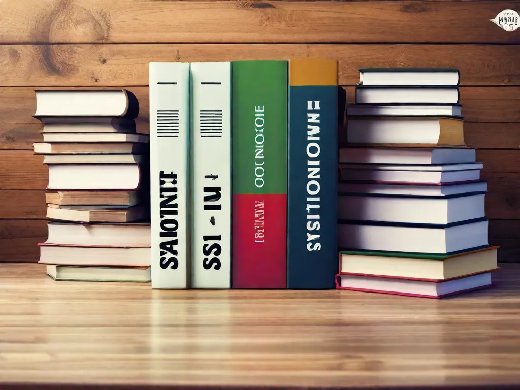 Descrição da imagem:
Uma pilha de livros com capas vibrantes representando diversos aspectos de finanças pessoais e orçamento. Um livro mostra um cofrinho transbordando de moedas, simbolizando economias. Outro livro mostra um gráfico, representando crescimento financeiro e estratégias de investimento. O terceiro livro apresenta uma família sentada ao redor de uma mesa, discutindo seus