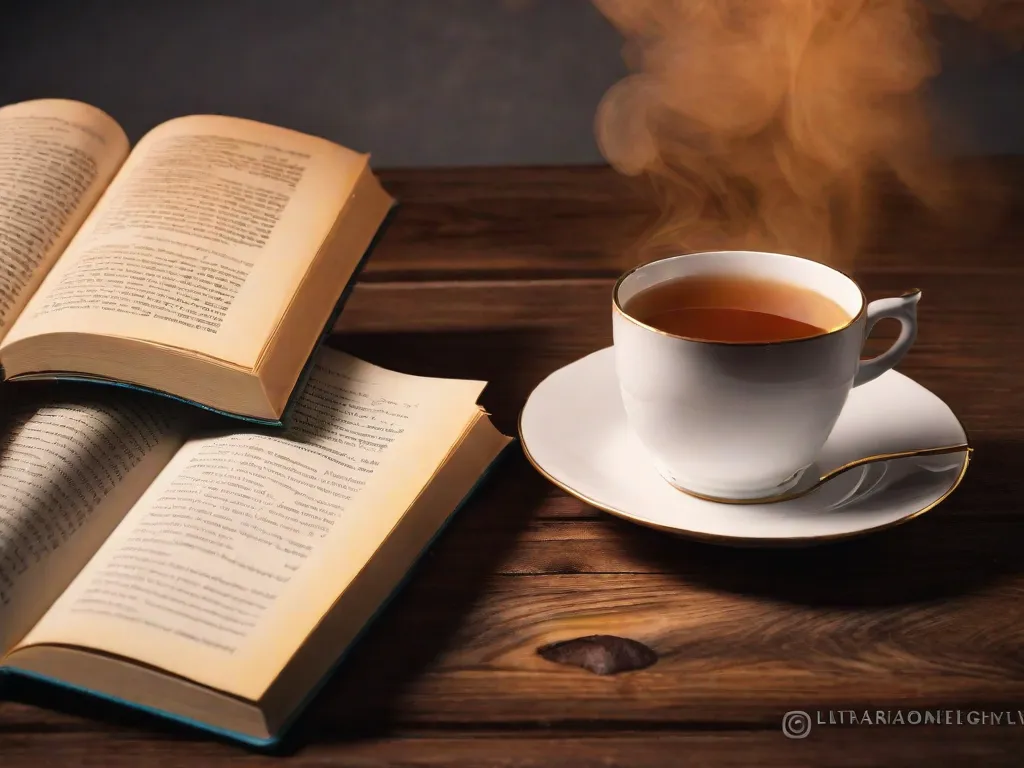 Uma imagem de dar água na boca de um biscoito recém-assado, perfeitamente dourado e esfarelento, repousando em uma pilha de livros. O biscoito exala um aroma tentador, convidando os leitores a se deliciarem com uma agradável experiência literária enquanto saboreiam o reconfortante sabor dessa delícia caseira.