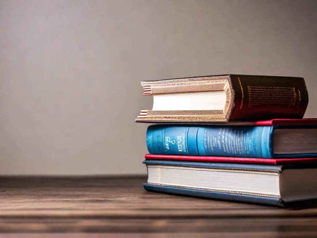 Descrição da imagem: Uma fotografia em close-up de uma pilha de três livros colocados em uma mesa de madeira. Cada livro tem uma capa distinta, representando diferentes gêneros. O primeiro livro é um emocionante romance policial com uma lupa em sua capa, o segundo livro é um romance com um buquê de rosas e o terceiro livro é uma aventura de fantasia com um dragão voando em