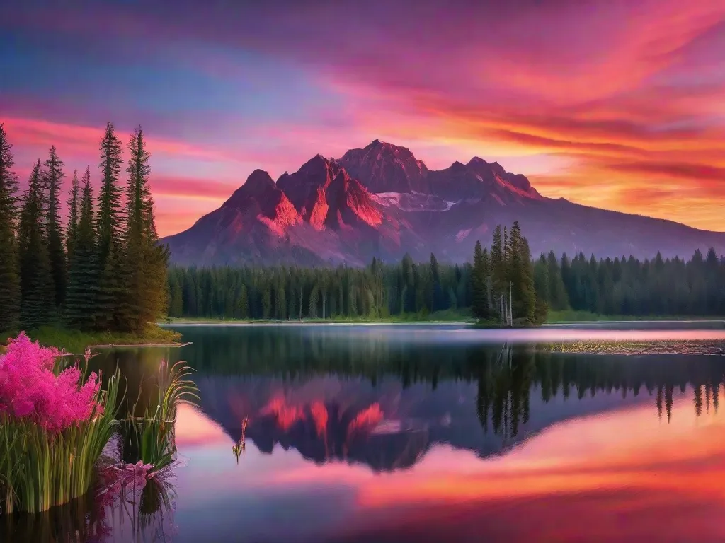 Tema: Beleza da Natureza
Descrição: Uma imagem de tirar o fôlego captura a essência da beleza da natureza enquanto o sol mergulha abaixo do horizonte, lançando tons vibrantes de laranja e rosa em um lago sereno. O reflexo do céu colorido cria uma cena hipnotizante, onde tranquilidade e admiração se entrelaçam.