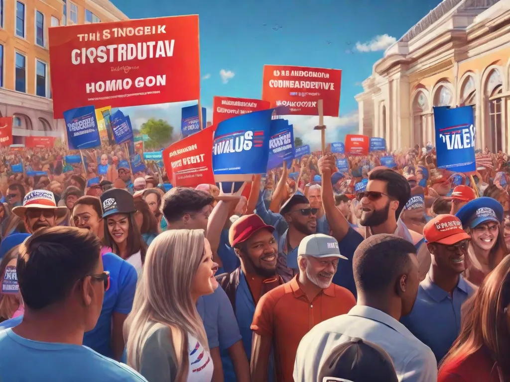 Uma paisagem urbana vibrante à noite, com arranha-céus altos iluminados por luzes coloridas. As ruas movimentadas abaixo estão cheias de carros e pessoas, criando uma sensação de energia e movimento. A imagem captura a natureza dinâmica e acelerada da vida urbana.