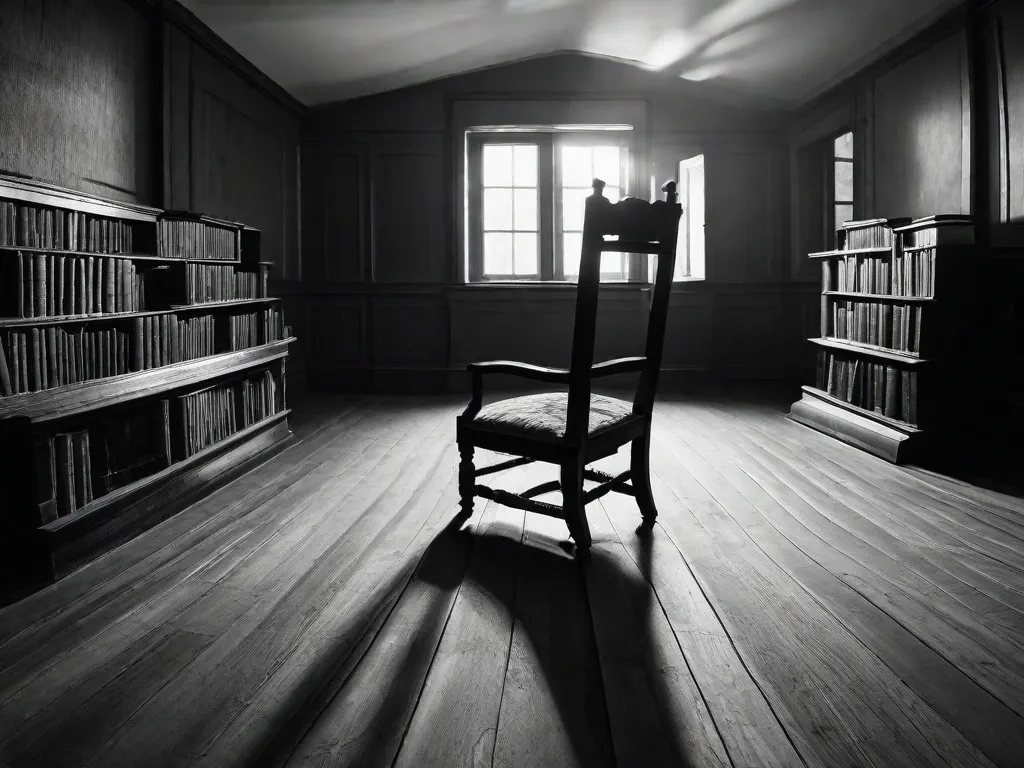 Descrição da imagem: Um quarto com pouca luz, com uma única mesa de madeira no centro. Sobre a mesa, uma pilha de livros de Franz Kafka se destaca, lançando longas sombras. Os livros estão desgastados e envelhecidos, refletindo os temas profundos e enigmáticos explorados nas escritas de Kafka. A imagem captura a essência do mundo literário de Kafka, convidando os