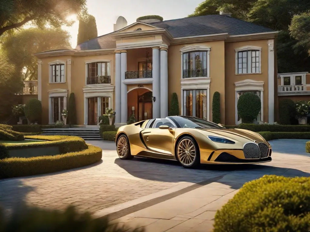 Descrição: Uma imagem vibrante mostrando um luxuoso iate navegando por águas turquesa cristalinas. O iate é adornado com características opulentas, incluindo um heliponto e uma piscina no convés. A cena captura a essência da riqueza e do sucesso, instigando os espectadores a imaginar-se alcançando abundância financeira.